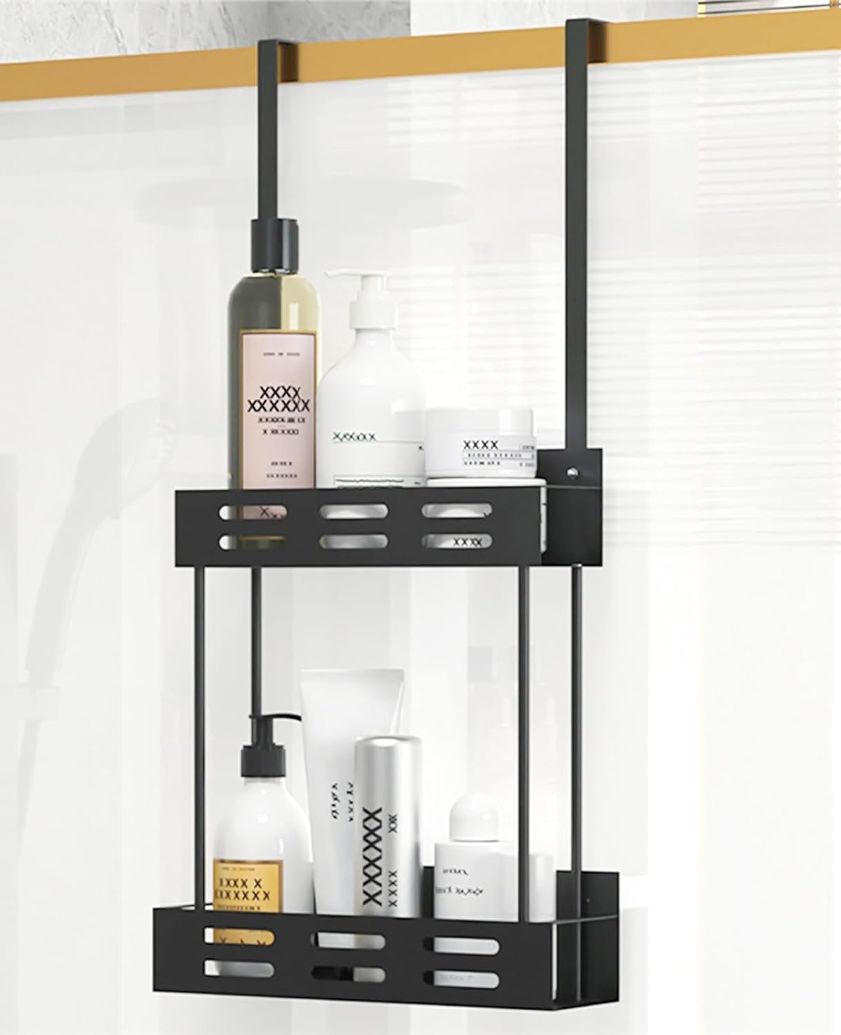 Kitchen & Bathroom DIY: CARLA HOME Over the Door 2-tier Shower Caddy Organizer Shelf with Hooks for Bathroom