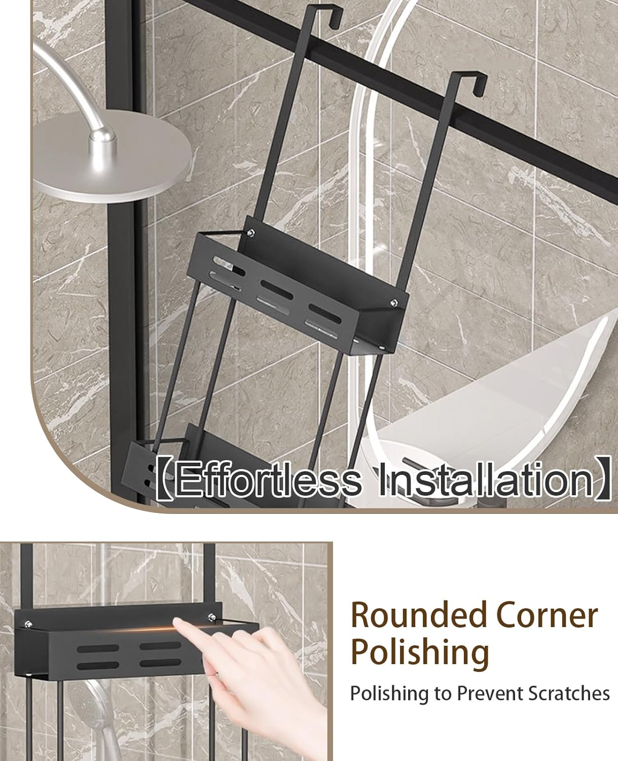 Kitchen & Bathroom DIY: CARLA HOME Over the Door 2-tier Shower Caddy Organizer Shelf with Hooks for Bathroom