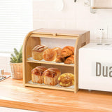 Laundry Storage: CARLA HOME Large Bamboo Bread Box Storage Organizer with Roll Top for Kitchen Counter
