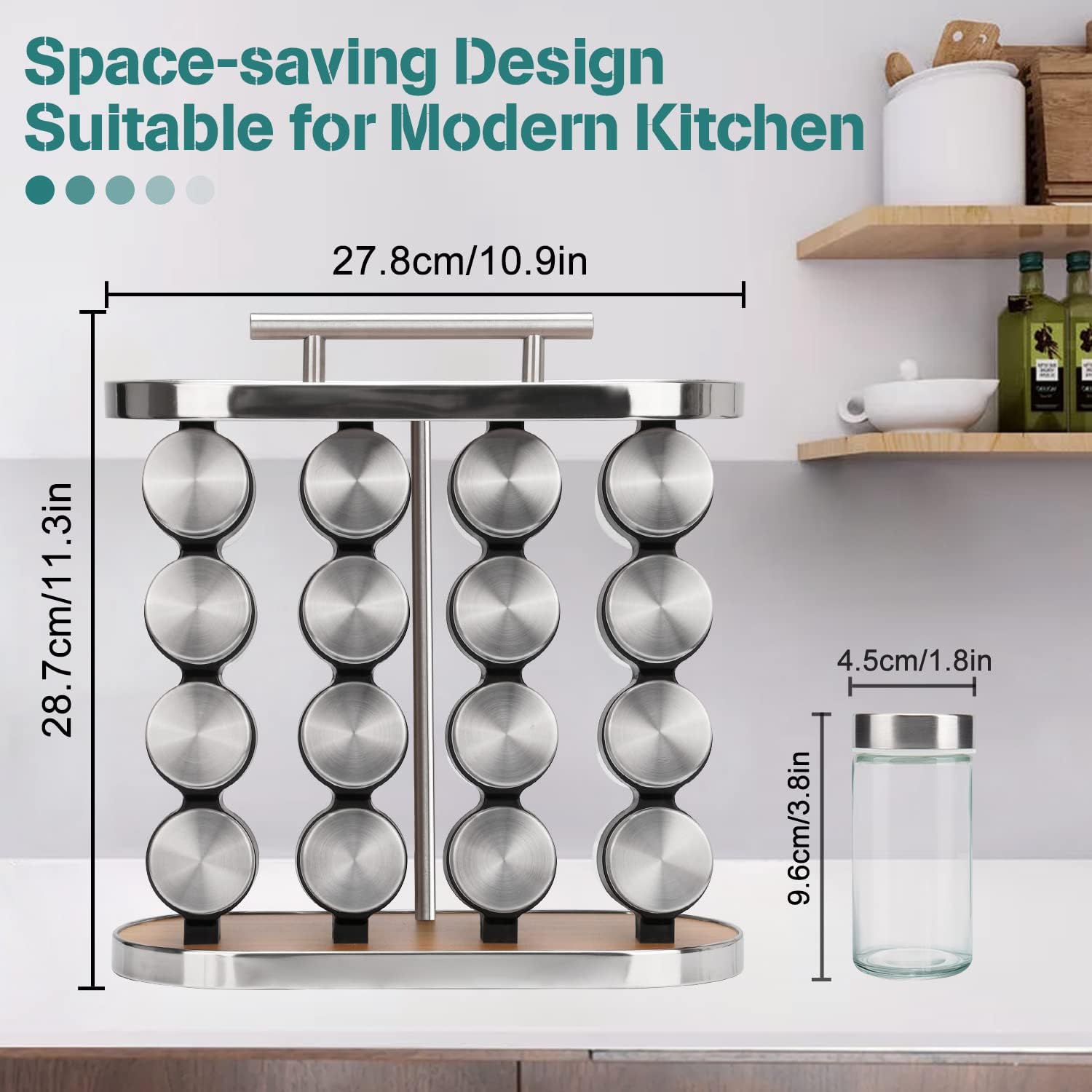Kitchen & Bathroom DIY: CARLA HOME 20-Jar Spice Rack Organizer Storage for Kitchen Countertop or Cabinet