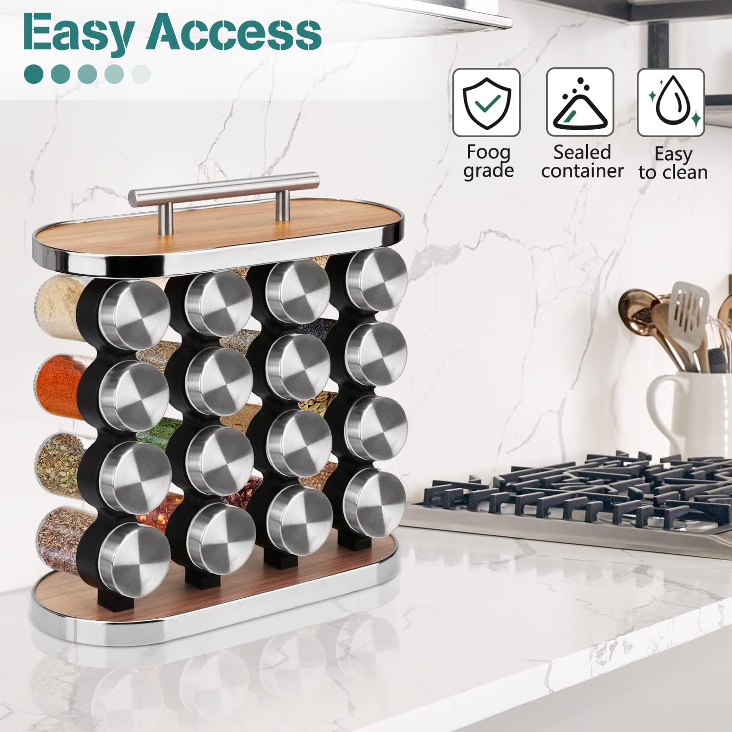 Kitchen & Bathroom DIY: CARLA HOME 20-Jar Spice Rack Organizer Storage for Kitchen Countertop or Cabinet