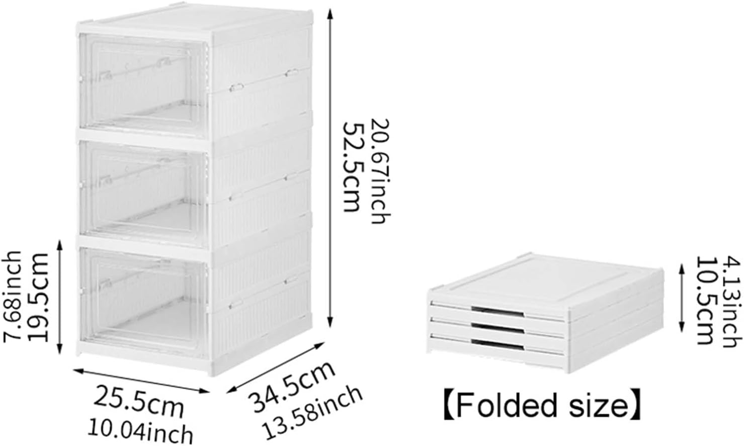 Makeup Organisation & Storage: CARLA HOME 3-Tier Stackable Shoe Storage Box Organizer with Clear Door for Closet, Entryway or Cabinet