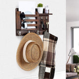 Clothing & Wardrobe Storage: CARLA HOME Rustic Wood Wall Mounted Key and Mail Holder Organizer with Shelf, Letter Slot & 6 Hooks for Entryway Decor Home