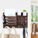 Clothing & Wardrobe Storage: CARLA HOME Rustic Wood Wall Mounted Key and Mail Holder Organizer with Shelf, Letter Slot & 6 Hooks for Entryway Decor Home