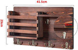 Clothing & Wardrobe Storage: CARLA HOME Rustic Wood Wall Mounted Key and Mail Holder Organizer with Shelf, Letter Slot & 6 Hooks for Entryway Decor Home