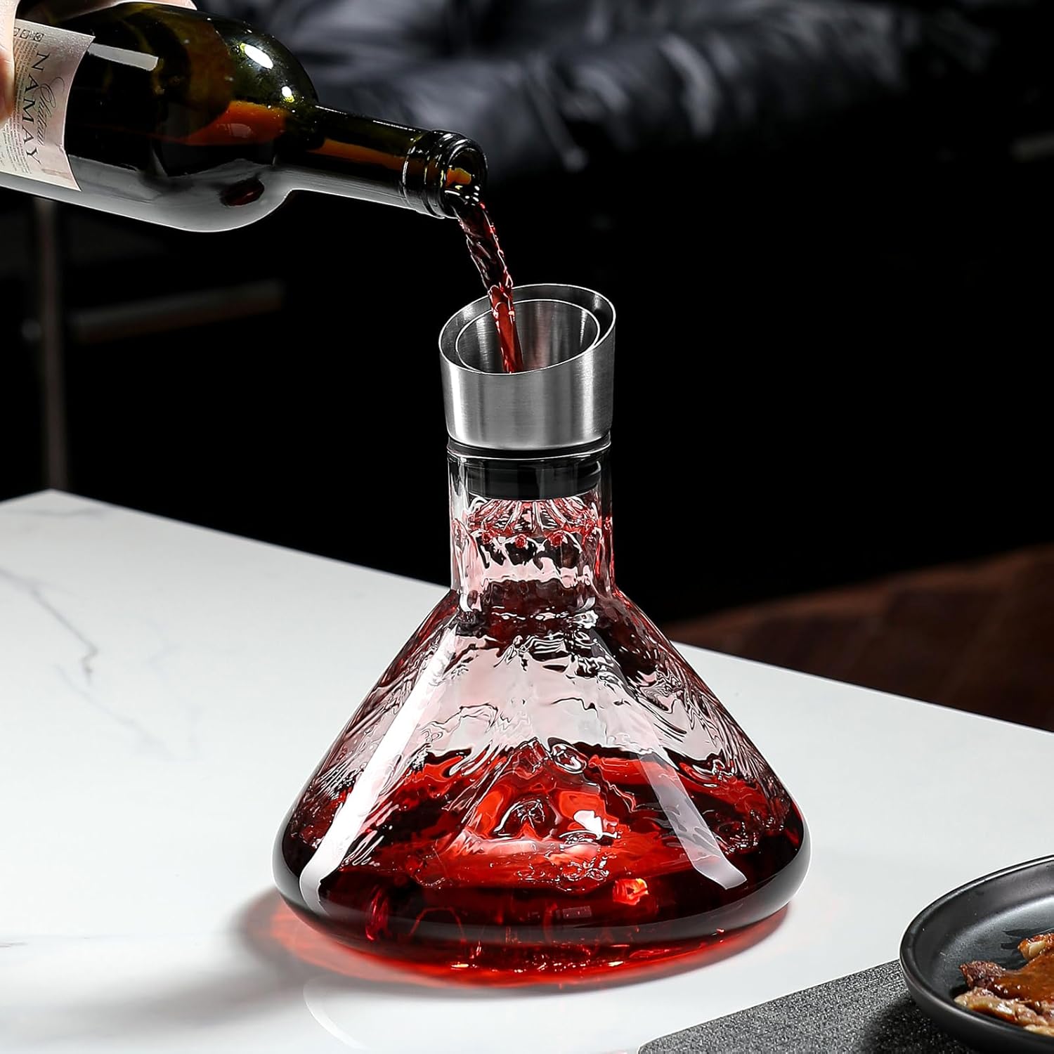 CARLA HOME Iceberg Wine Decanter with Aerator Filter and Lid