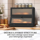 Laundry Storage: CARLA HOME Double Layer Bamboo Bread Box for Kitchen Counter - Large Capacity Bread Storage Container with Clear Window, Easy Assembly, Farmhouse Style Bread Holder (Black)