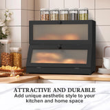Laundry Storage: CARLA HOME Double Layer Bamboo Bread Box for Kitchen Counter - Large Capacity Bread Storage Container with Clear Window, Easy Assembly, Farmhouse Style Bread Holder (Black)