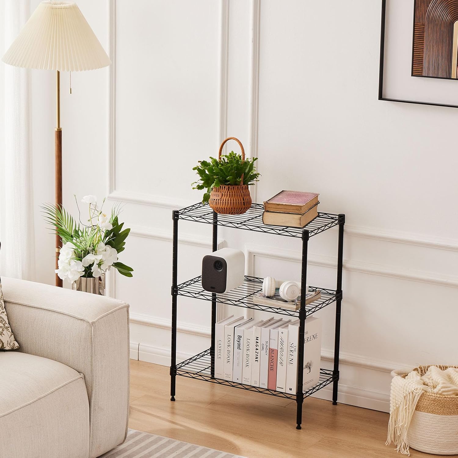 Clothing & Wardrobe Storage: CARLA HOME 3-Tier Adjustable Metal Storage Shelves Wire Rack Organizer for Kitchen, Pantry, Bathroom or Laundry Room (60cm W x 35cm D x 103cm H)