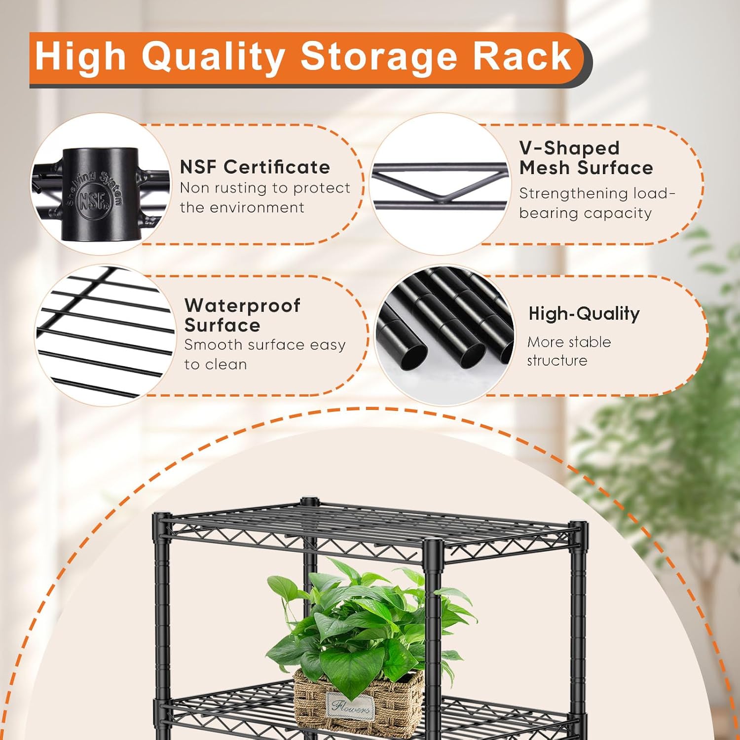 Clothing & Wardrobe Storage: CARLA HOME 3-Tier Adjustable Metal Storage Shelves Wire Rack Organizer for Kitchen, Pantry, Bathroom or Laundry Room (60cm W x 35cm D x 103cm H)