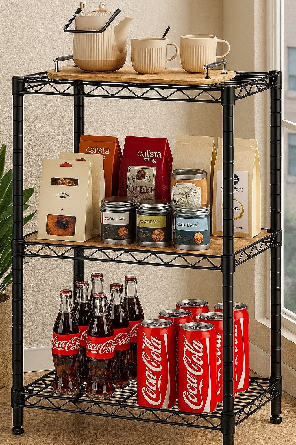 Clothing & Wardrobe Storage: CARLA HOME 3-Tier Adjustable Metal Storage Shelves Wire Rack Organizer for Kitchen, Pantry, Bathroom or Laundry Room (60cm W x 35cm D x 103cm H)