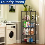 Clothing & Wardrobe Storage: CARLA HOME 4-Tier Adjustable Metal Storage Shelves Wire Rack Organizer for Kitchen, Pantry, Bathroom or Laundry Room (60cm W x 40cm D x 140cm H)