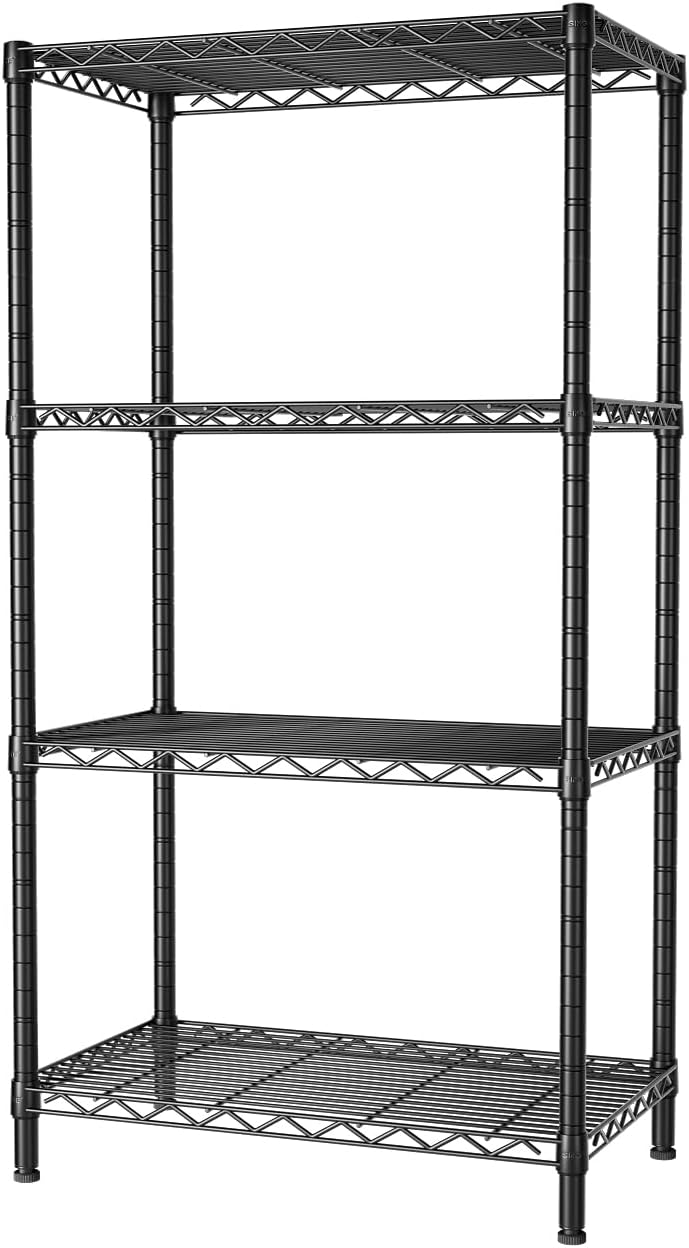 Clothing & Wardrobe Storage: CARLA HOME 4-Tier Adjustable Metal Storage Shelves Wire Rack Organizer for Kitchen, Pantry, Bathroom or Laundry Room (60cm W x 40cm D x 140cm H)