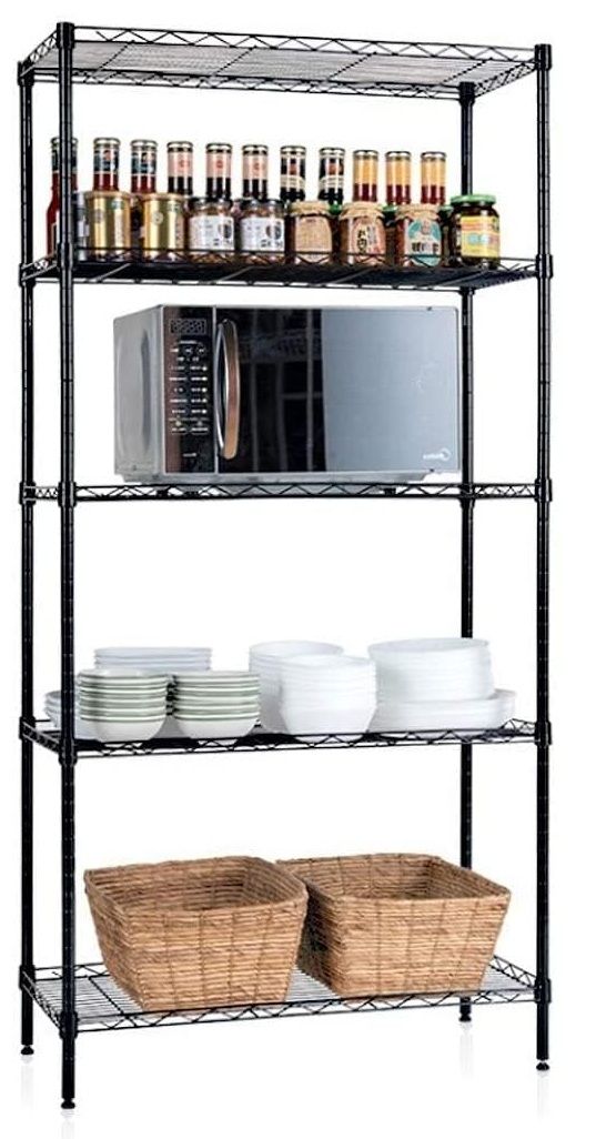 Clothing & Wardrobe Storage: CARLA HOME 5-Tier Adjustable Metal Storage Shelves Wire Rack Organizer for Kitchen, Pantry, Bathroom or Laundry Room (60cm W x 40cm D x 176cm H)