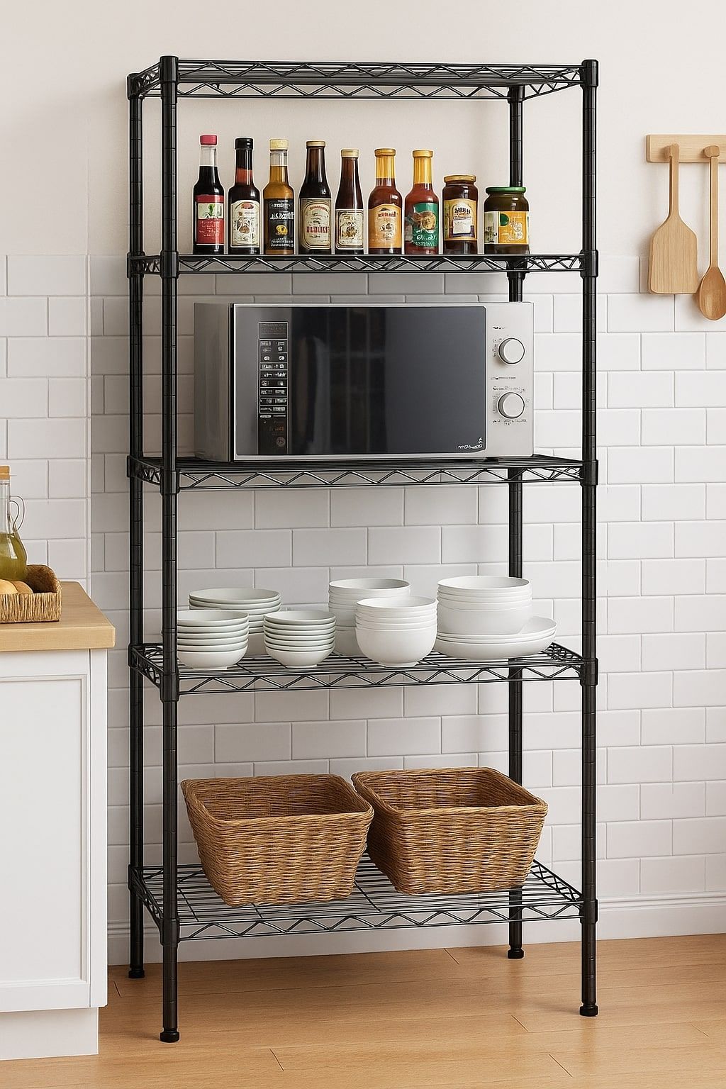 Clothing & Wardrobe Storage: CARLA HOME 5-Tier Adjustable Metal Storage Shelves Wire Rack Organizer for Kitchen, Pantry, Bathroom or Laundry Room (60cm W x 40cm D x 176cm H)