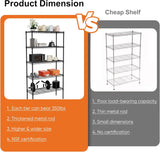 Clothing & Wardrobe Storage: CARLA HOME 5-Tier Adjustable Metal Storage Shelves Wire Rack Organizer for Kitchen, Pantry, Bathroom or Laundry Room (60cm W x 40cm D x 176cm H)