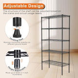 Clothing & Wardrobe Storage: CARLA HOME 5-Tier Adjustable Metal Storage Shelves Wire Rack Organizer for Kitchen, Pantry, Bathroom or Laundry Room (60cm W x 40cm D x 176cm H)