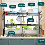 Kitchen & Bathroom DIY: CARLA HOME Adjustable Over the Sink Dish Drying Rack with Utensil Holder, Hooks & Cutting Board Rack for Kitchen Counter Storage