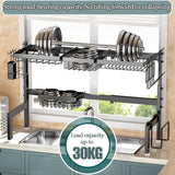 Kitchen & Bathroom DIY: CARLA HOME Adjustable Over the Sink Dish Drying Rack with Utensil Holder, Hooks & Cutting Board Rack for Kitchen Counter Storage