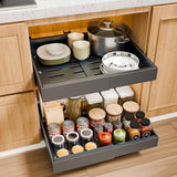Desk Accessories: CARLA HOME 2 Pack Pull Out Cabinet Organizer Expandable for Cabinets with Adjustable Slide Out Shelves and Easy Installation (Grey)
