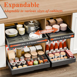 Desk Accessories: CARLA HOME 2 Pack Pull Out Cabinet Organizer Expandable for Cabinets with Adjustable Slide Out Shelves and Easy Installation (Grey)