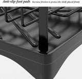 Dish Racks: CARLA HOME 2-Tier Large Dish Drying Rack with Drainboard, Utensil Holder, Glass Hooks & Cutlery Storage (Black)