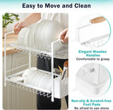 Dish Racks: CARLA HOME 2-Tier Large Dish Drying Rack with Drainboard, Utensil Holder, Glass Hooks & Cutlery Storage (White)