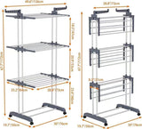 Clothing & Wardrobe Storage: CARLA HOME Folding Clothes Drying Rack with Wheels and Adjustable Side Wings for Laundry Rack and Clothes Storage (Upgraded Model)