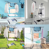 Clothing & Wardrobe Storage: CARLA HOME Folding Clothes Drying Rack with Wheels and Adjustable Side Wings for Laundry Rack and Clothes Storage (Upgraded Model)