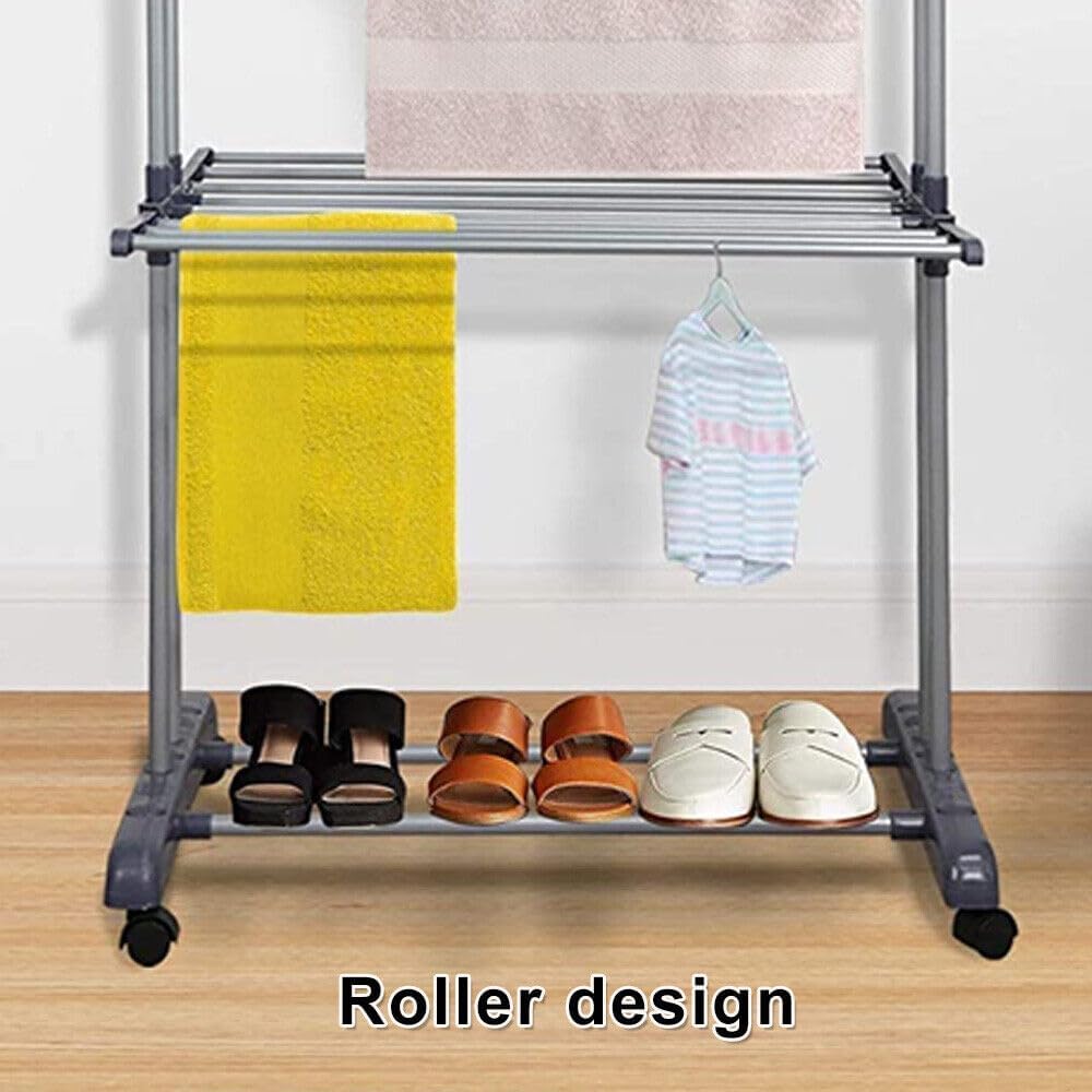 Clothing & Wardrobe Storage: CARLA HOME Folding Clothes Drying Rack with Wheels and Adjustable Side Wings for Laundry Rack and Clothes Storage (Upgraded Model)