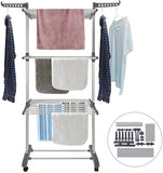 Clothing & Wardrobe Storage: CARLA HOME Folding Clothes Drying Rack with Wheels and Adjustable Side Wings for Laundry Rack and Clothes Storage (Upgraded Model)