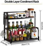 Kitchen & Bathroom DIY: CARLA HOME 2-Tier Wooden Kitchen Countertop Spice Rack for Storage of Condiments, Oils, Jars & Seasoning Bottles