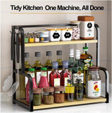 Kitchen & Bathroom DIY: CARLA HOME 2-Tier Wooden Kitchen Countertop Spice Rack for Storage of Condiments, Oils, Jars & Seasoning Bottles