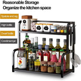 Kitchen & Bathroom DIY: CARLA HOME 2-Tier Wooden Kitchen Countertop Spice Rack for Storage of Condiments, Oils, Jars & Seasoning Bottles