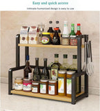 Kitchen & Bathroom DIY: CARLA HOME 2-Tier Wooden Kitchen Countertop Spice Rack for Storage of Condiments, Oils, Jars & Seasoning Bottles