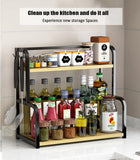Kitchen & Bathroom DIY: CARLA HOME 2-Tier Wooden Kitchen Countertop Spice Rack for Storage of Condiments, Oils, Jars & Seasoning Bottles