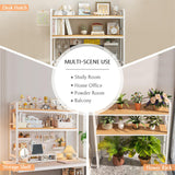 Desks: CARLA HOME  2-Tier Metal Desktop Hutch Bookshelf with Grid Panel for Computer Desk and Office Countertop