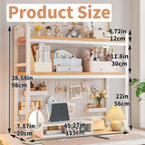 Desks: CARLA HOME  2-Tier Metal Desktop Hutch Bookshelf with Grid Panel for Computer Desk and Office Countertop
