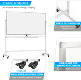 Buffets & Sideboards: CARLA HOME Double-Sided Magnetic Whiteboard 120x90cm with Wheels, Reversible Design for School, Office & Home