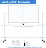 Buffets & Sideboards: CARLA HOME Double-Sided Magnetic Whiteboard 120x90cm with Wheels, Reversible Design for School, Office & Home