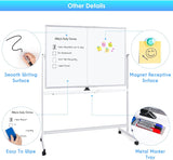 Buffets & Sideboards: CARLA HOME Double-Sided Magnetic Whiteboard 120x90cm with Wheels, Reversible Design for School, Office & Home