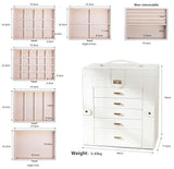 Women's Jewellery: CARLA HOME 6-Layer Large Jewelry Box for Women withDrawers, Mirror, Lock, Necklace Hooks & Side Compartments for Rings, Earrings, Bracelets, Gifts (White)