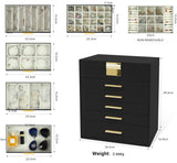 Makeup Organisation & Storage: CARLA HOME  6-Layer Large Jewelry Organizer Box for Women with Mirror, Drawers, Hooks & Dividers for Rings, Necklaces, Bracelets, Ideal Gift for Women (Black)