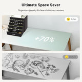 Makeup Organisation & Storage: CARLA HOME  6-Layer Large Jewelry Organizer Box for Women with Mirror, Drawers, Hooks & Dividers for Rings, Necklaces, Bracelets, Ideal Gift for Women (Black)