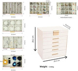 Makeup Organisation & Storage: CARLA HOME  6-Layer Large Jewelry Organizer Box for Women with Mirror, Drawers, Hooks & Dividers for Rings, Necklaces, Bracelets, Ideal Gift for Women (White)
