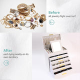 Makeup Organisation & Storage: CARLA HOME  6-Layer Large Jewelry Organizer Box for Women with Mirror, Drawers, Hooks & Dividers for Rings, Necklaces, Bracelets, Ideal Gift for Women (White)