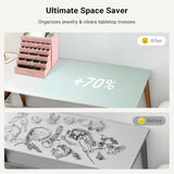 Makeup Organisation & Storage: CARLA HOME  6-Layer Large Jewelry Organizer Box for Women with Mirror, Drawers, Hooks & Dividers for Rings, Necklaces, Bracelets, Ideal Gift for Women (Pink)