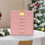 Makeup Organisation & Storage: CARLA HOME  6-Layer Large Jewelry Organizer Box for Women with Mirror, Drawers, Hooks & Dividers for Rings, Necklaces, Bracelets, Ideal Gift for Women (Pink)