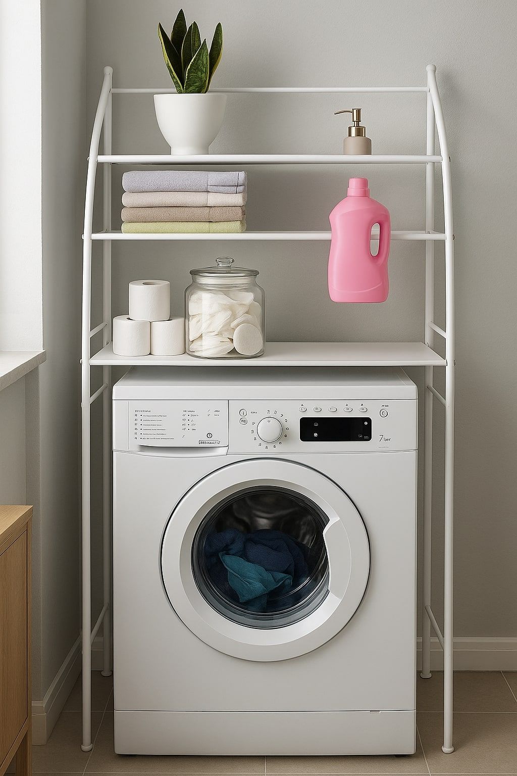 Laundry Storage: CARLA HOME 3-Tier Over Washing Machine Storage Rack for Laundry Room Space Saving, Towels, Detergent & Bathroom Essentials