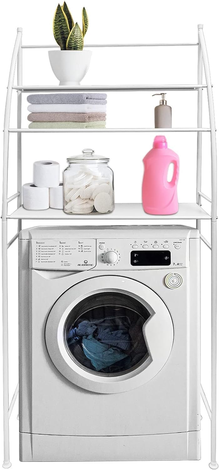 Laundry Storage: CARLA HOME 3-Tier Over Washing Machine Storage Rack for Laundry Room Space Saving, Towels, Detergent & Bathroom Essentials